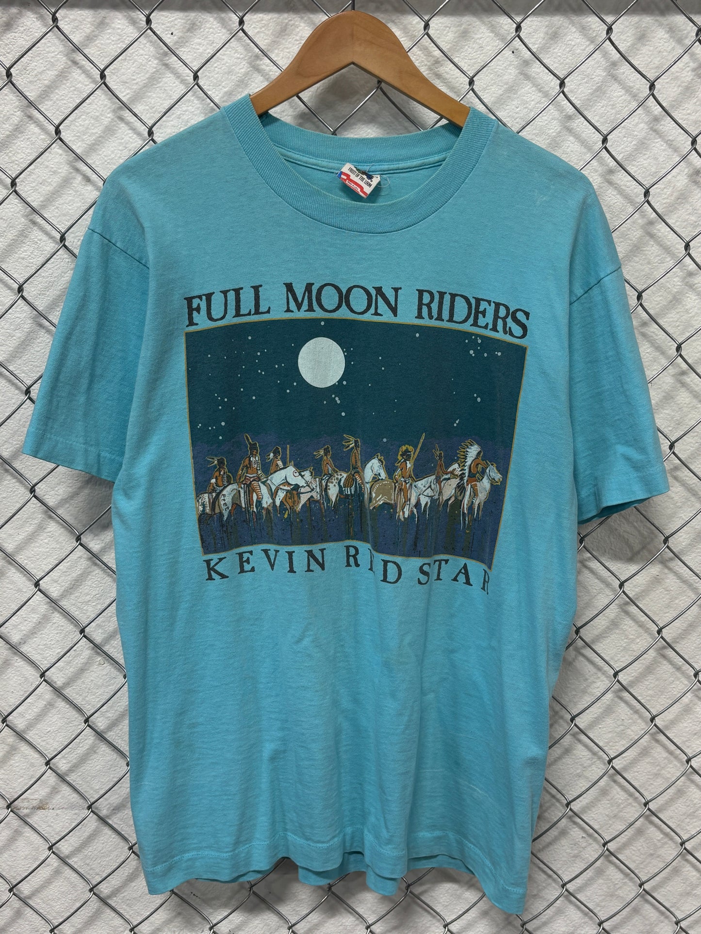 Vintage 90's Kevin Red Star Full Moon Riders Art Tee Size Large