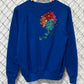 Vintage 90's Blue Bedazzled Flower Graphic Sweater Size Large
