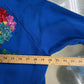 Vintage 90's Blue Bedazzled Flower Graphic Sweater Size Large