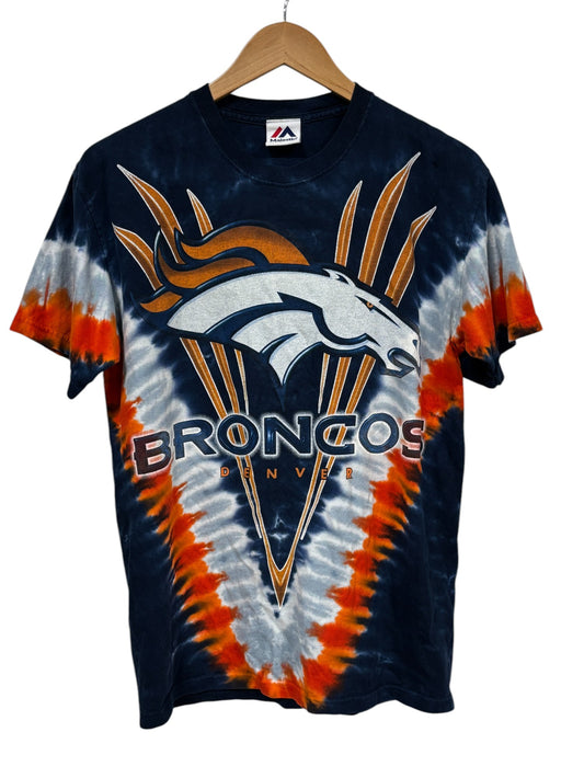 Vintage Denver Broncos NFL Logo Tie Dye Graphic Tee Size Medium