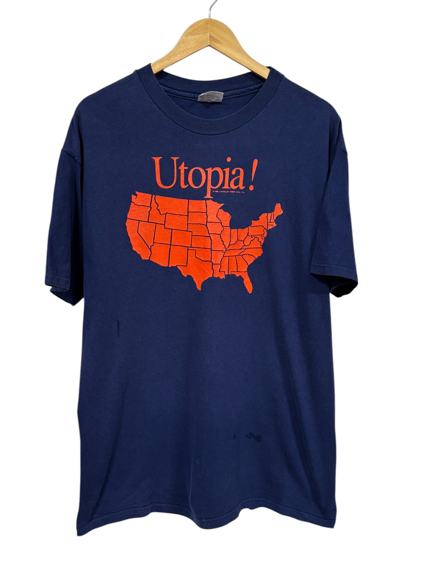Vintage 80's Utopia United States Map Graphic Tee Size XL
