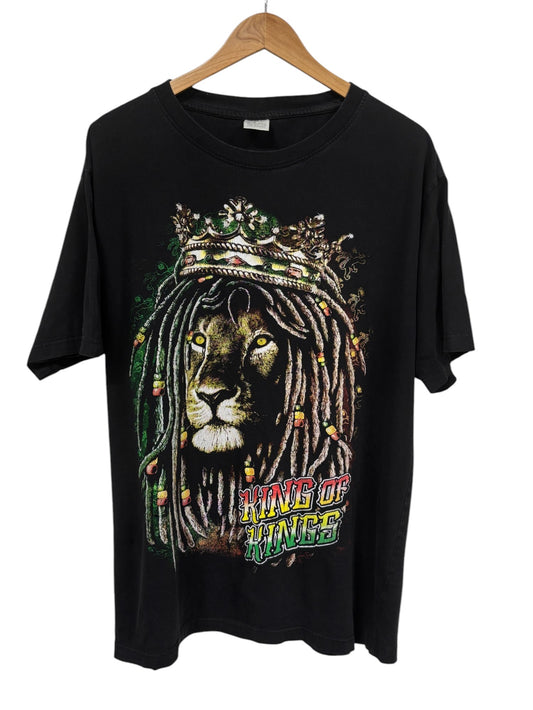 Vintage 00's Jamaica King of Kings Reggae Lion Graphic Tee Size XL
