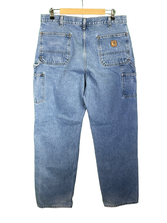 Vintage Carhartt Double Knee Denim Dungaree Jeans Size 38x34