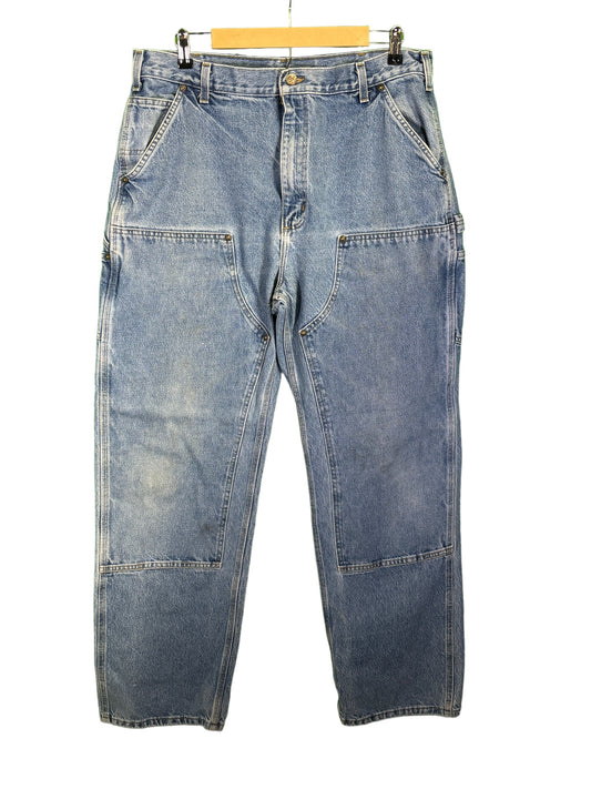 Vintage Carhartt Double Knee Denim Dungaree Jeans Size 38x34