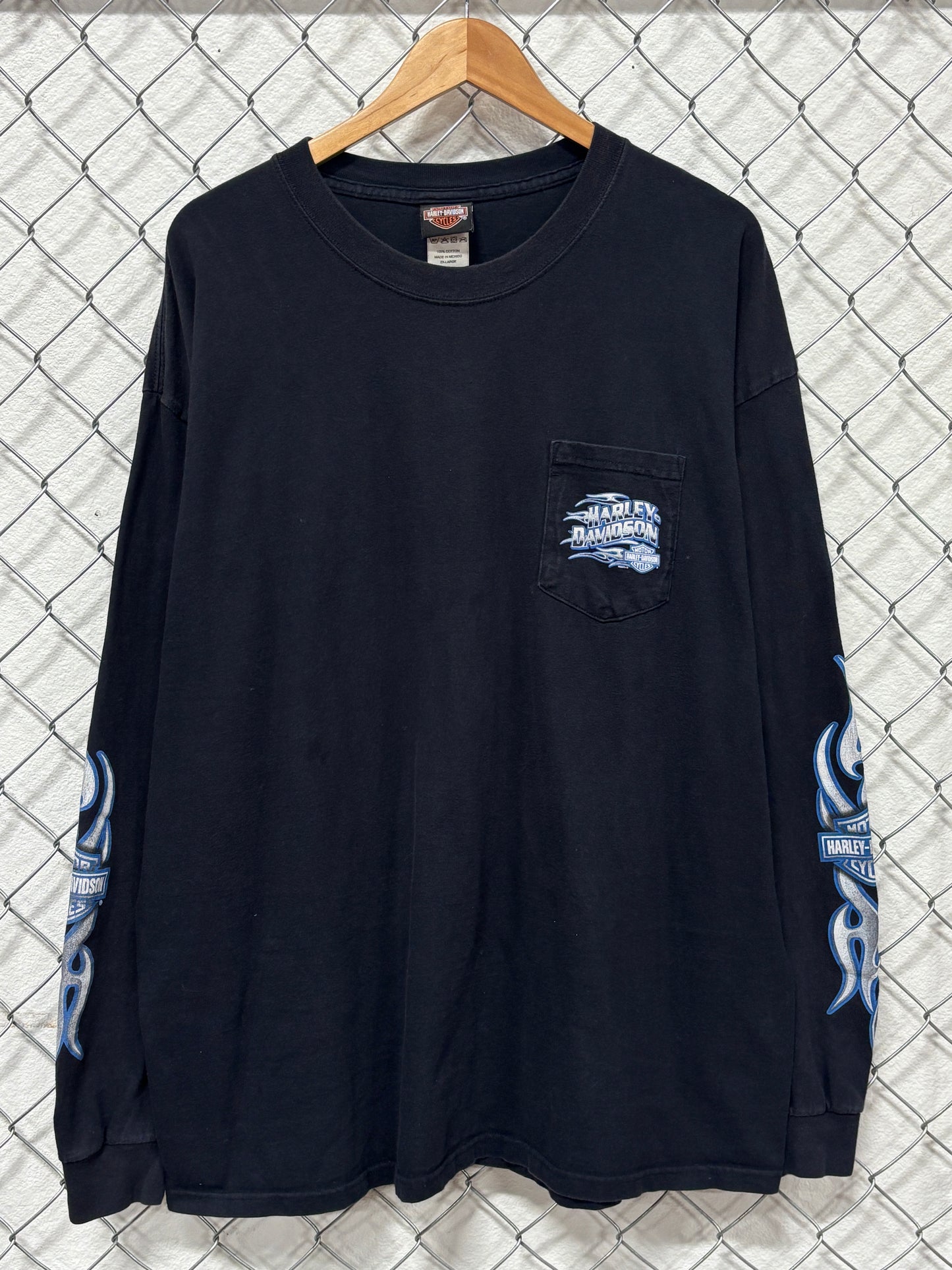 Vintage Y2K Harley Davidson Laramie Wyoming Biker Long Sleeve Shirt Size XXL