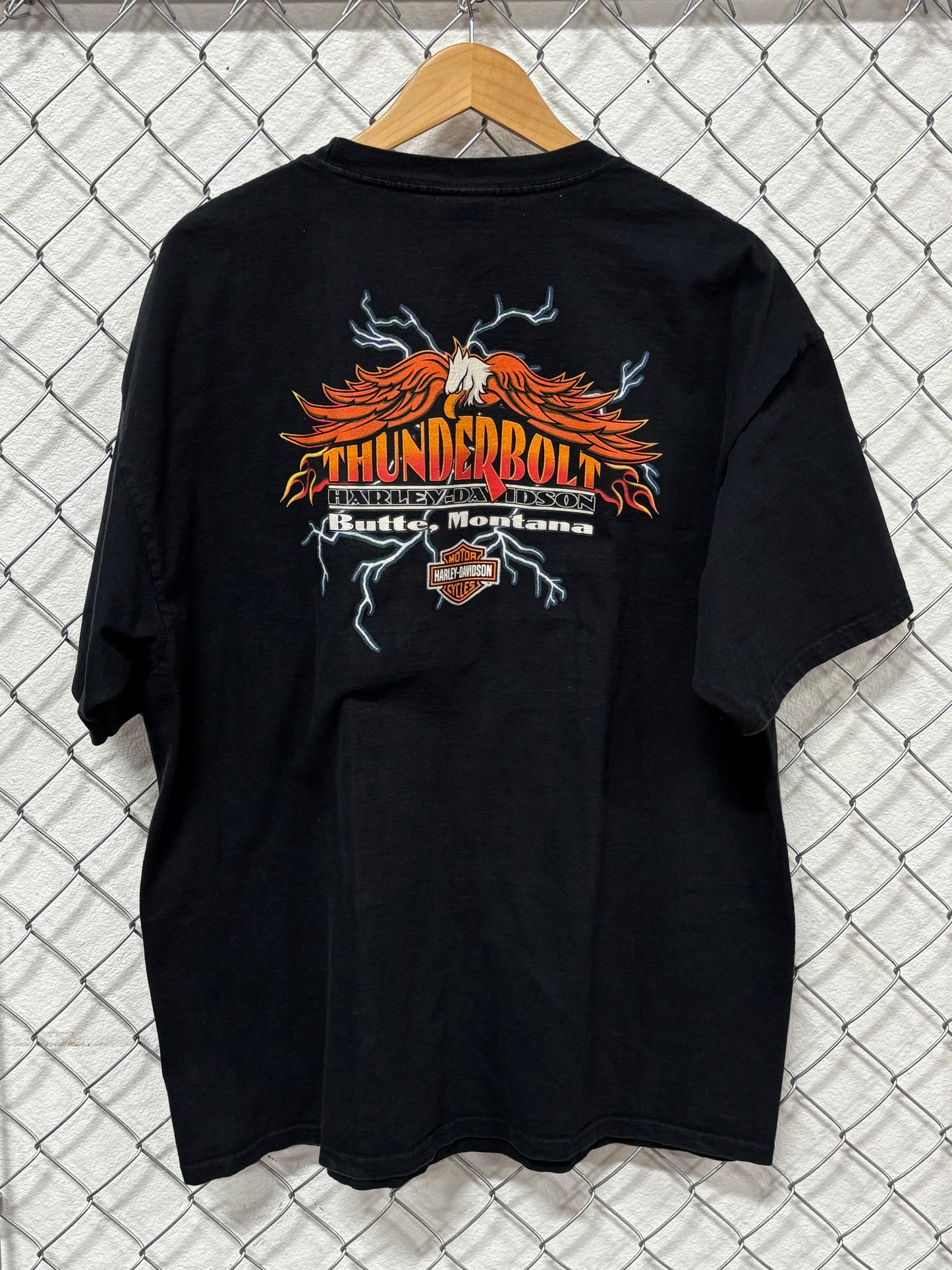 Vintage Y2K Harley Davidson Thunderbolt Butte Montana Biker Tee Size XXL