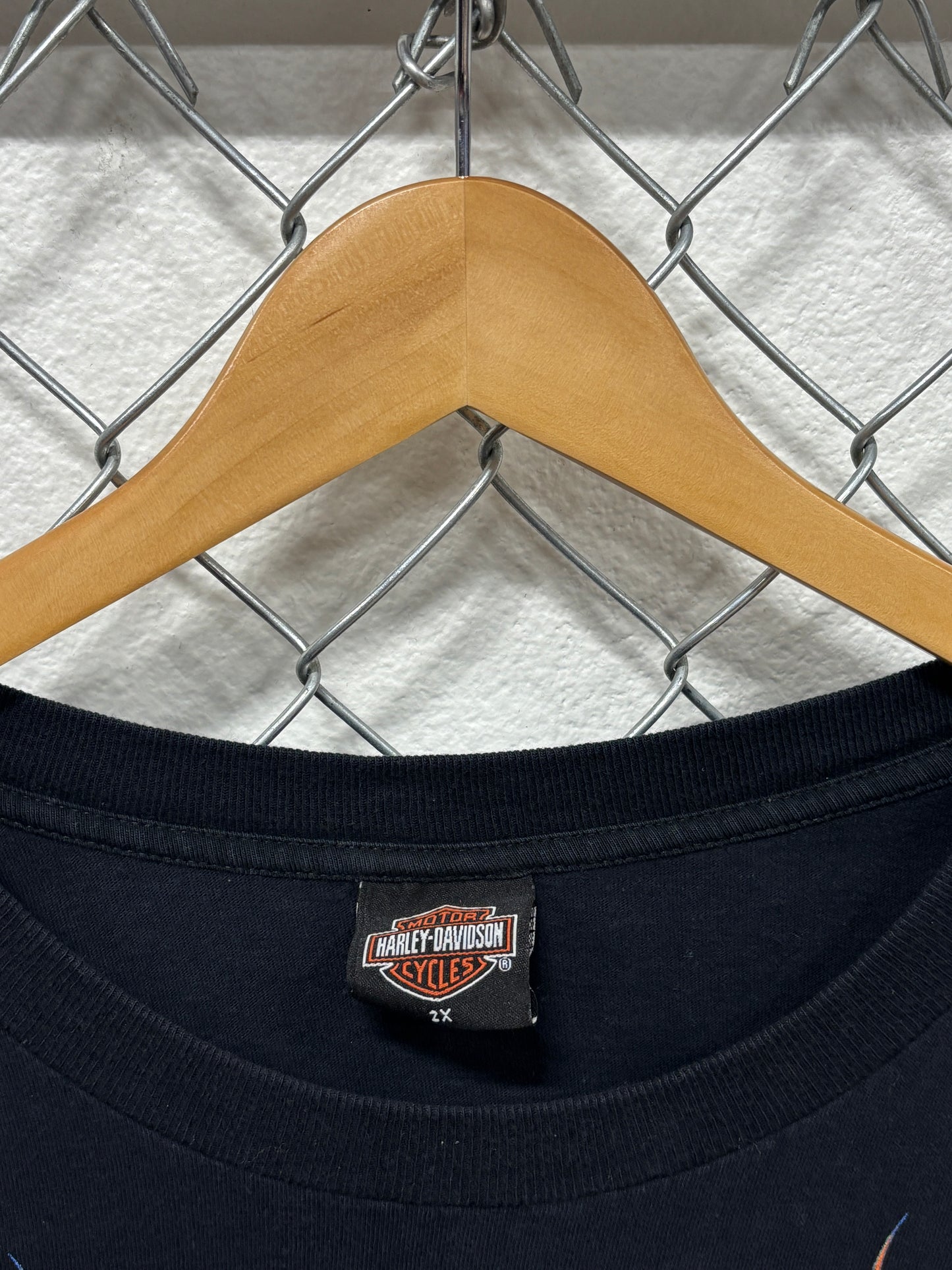 Vintage Y2K Harley Davidson Flames Biker Graphic Tee Size XXL