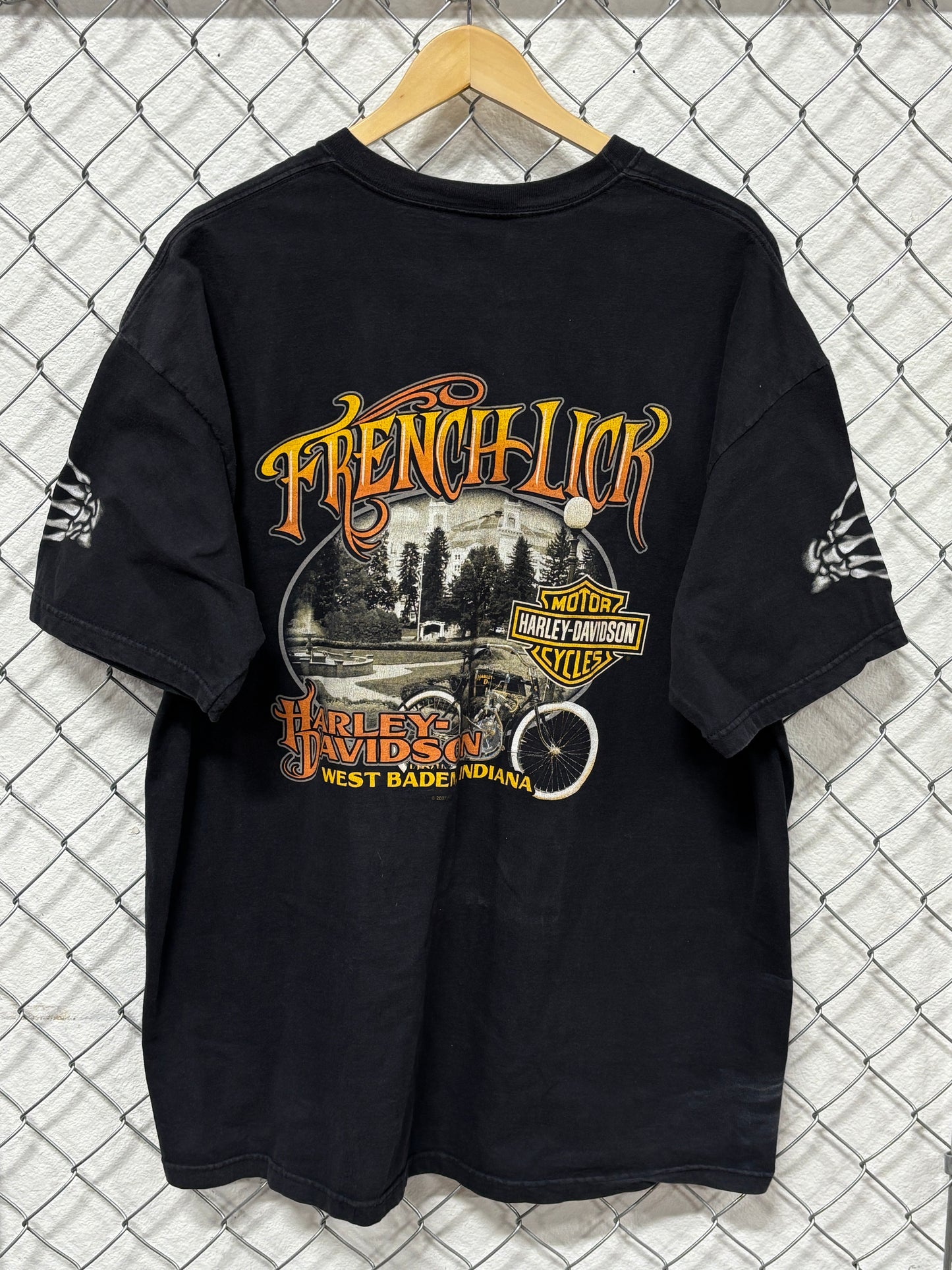 Vintage Y2K Harley Davidson Las Vegas Skull Cards Biker Tee Size XXL