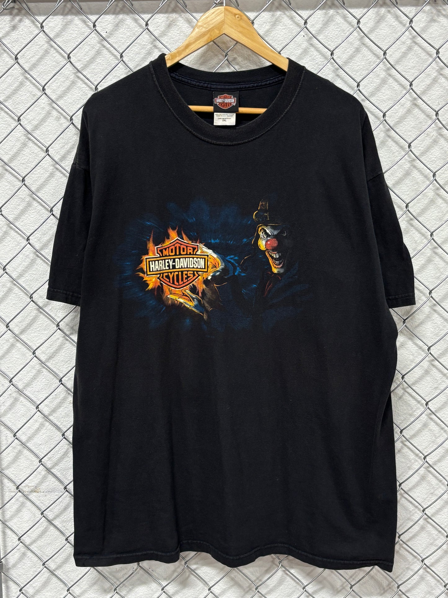 Vintage Y2K Harley Davidson Clown Biker Graphic Tee Size XXL