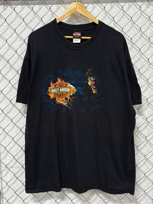Vintage Y2K Harley Davidson Clown Biker Graphic Tee Size XXL