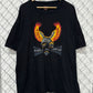 Vintage Harley Davidson Flaming Eagle Black Biker Graphic Tee Size XXL