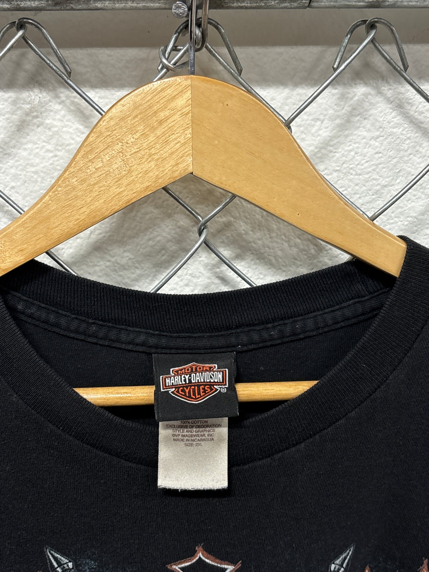 Vintage Y2K Harley Davidson Skull Chains Biker Graphic Tee Size XXL