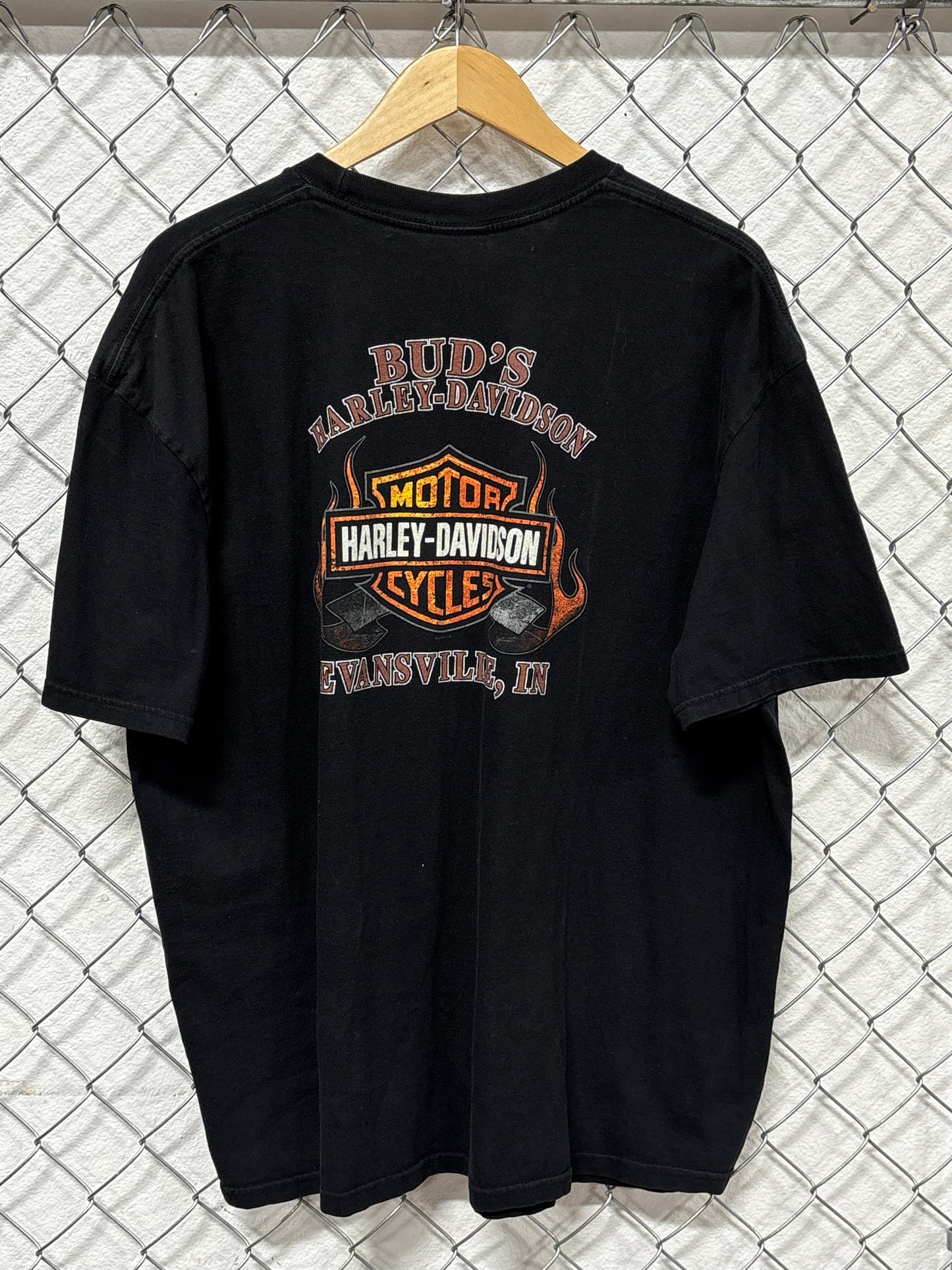 Vintage Y2K Harley Davidson Skull Chains Biker Graphic Tee Size XXL