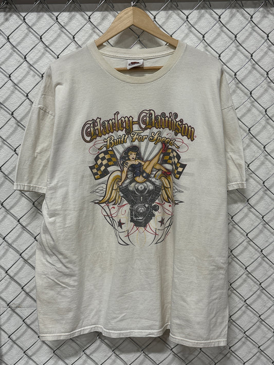 Vintage Y2K Harley Davidson Built for Speed Biker Babe Tee Size XXL