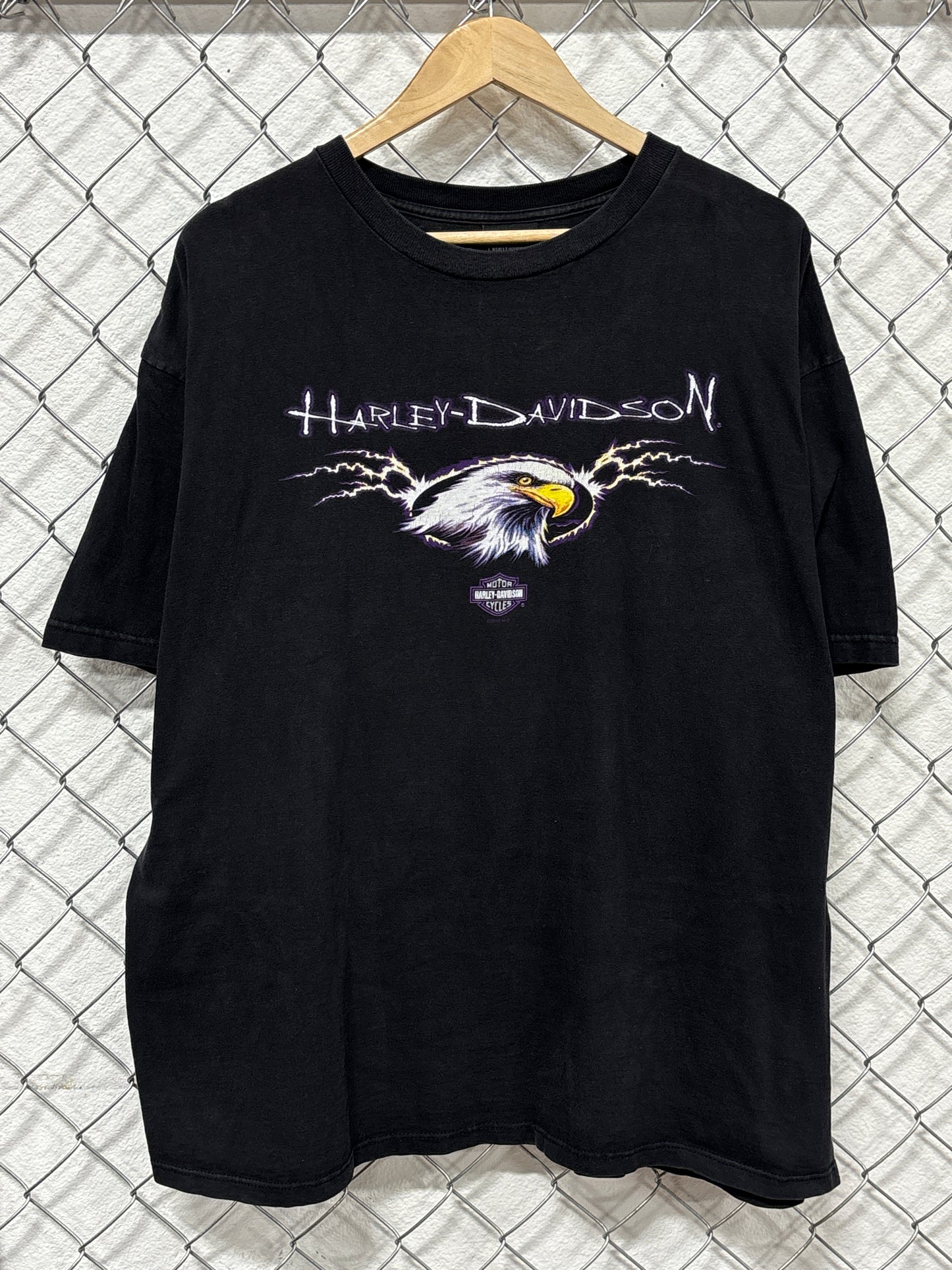 Vintage Harley Davidson Eagle Lightning Biker Graphic Tee Size XXL