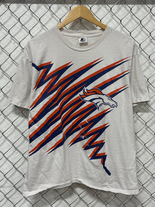 Vintage 90's Starter Denver Broncos NFL Logo Graphic Tee Size Large