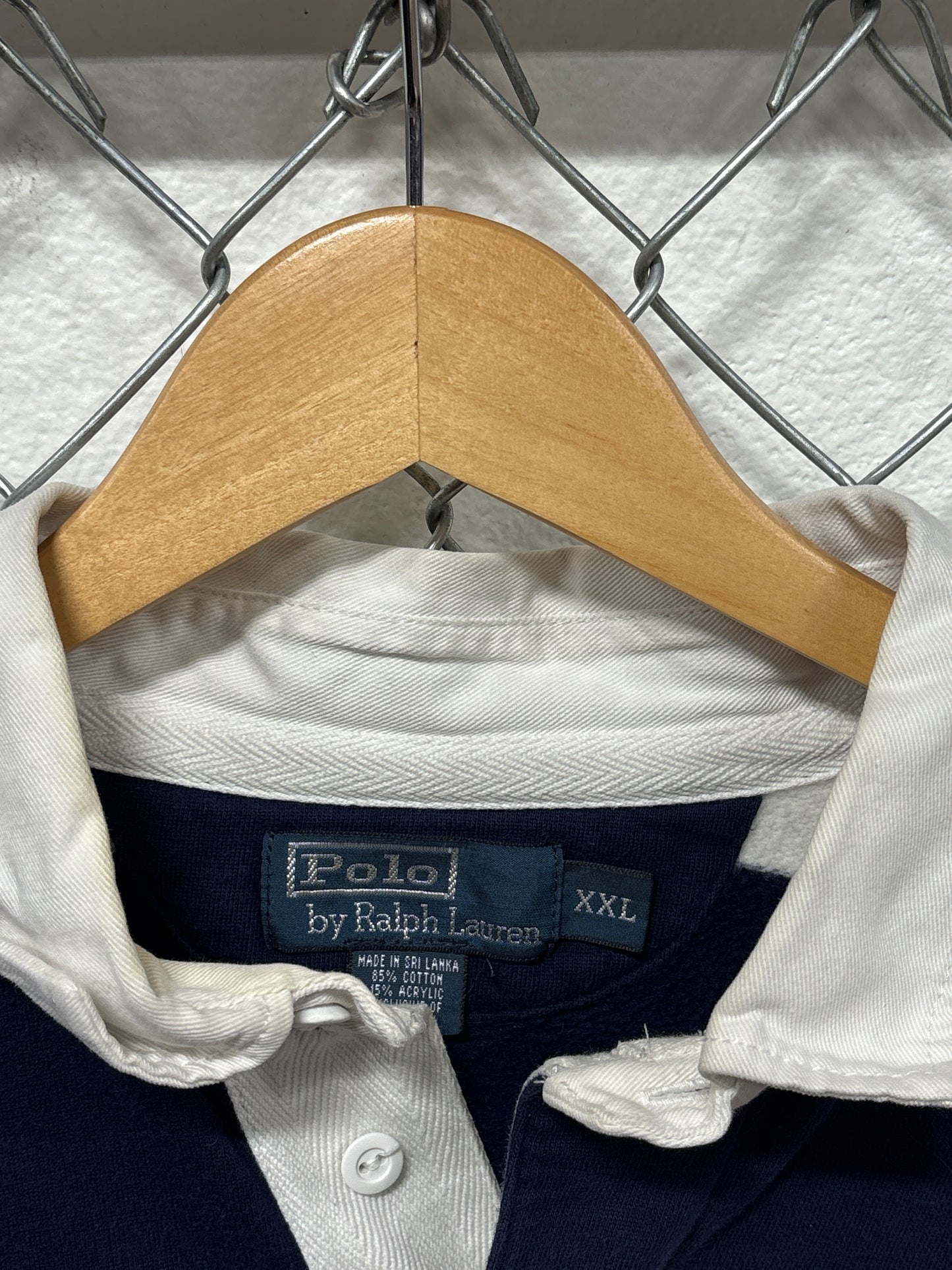 Vintage Polo Ralph Lauren Blue Striped Rugby Shirt Size XXL