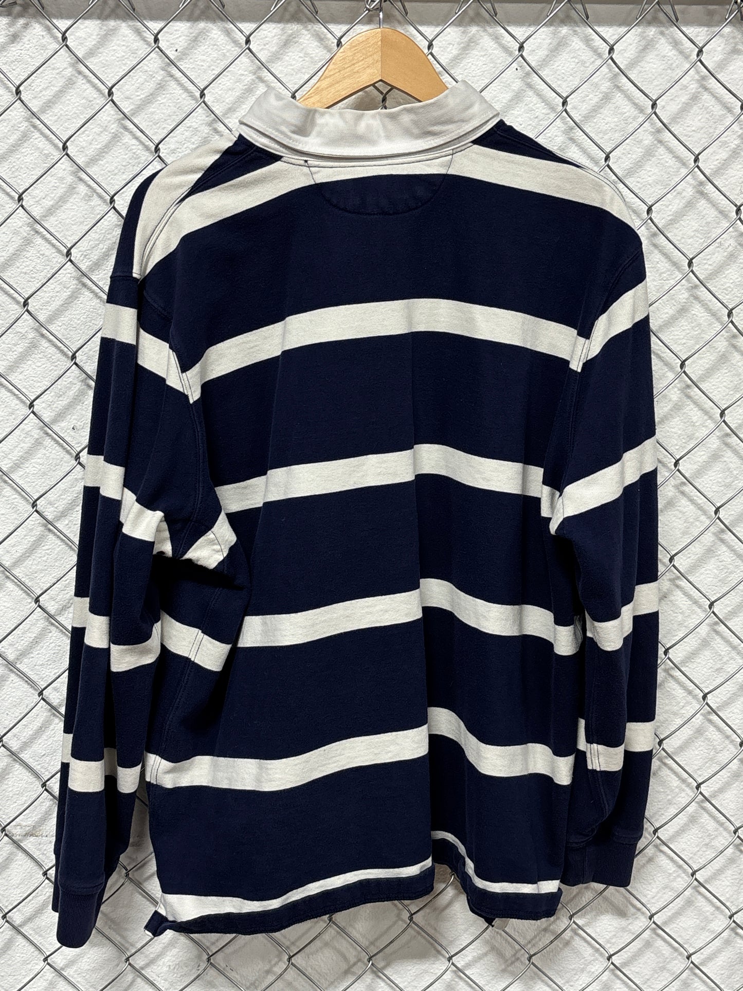 Vintage Polo Ralph Lauren Blue Striped Rugby Shirt Size XXL