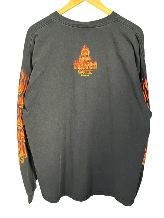Vintage 00's Full Throttle Saloon Biker Long Sleeve Graphic Shirt Size XXL