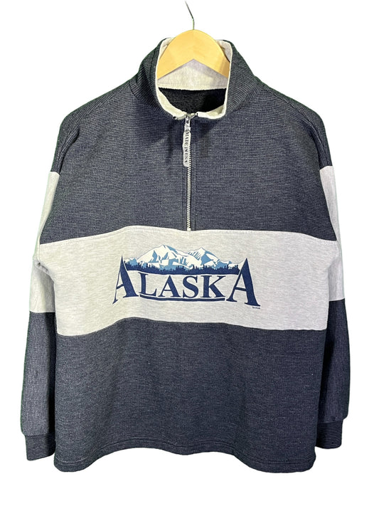 Vintage 90's Alaska Striped Quarter Zip Sweater Size Medium