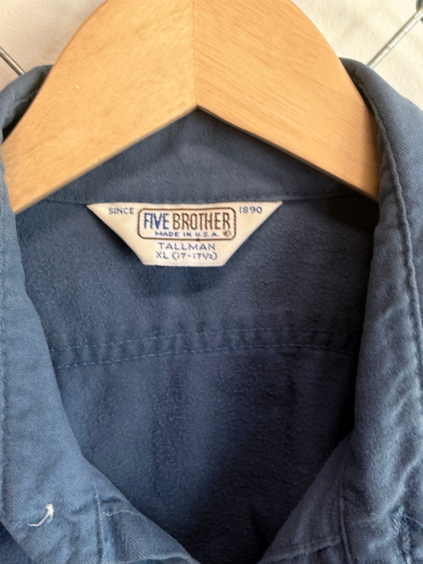 Vintage 90's Five Brother Blue Button Up Long Sleeve Shirt Size XL