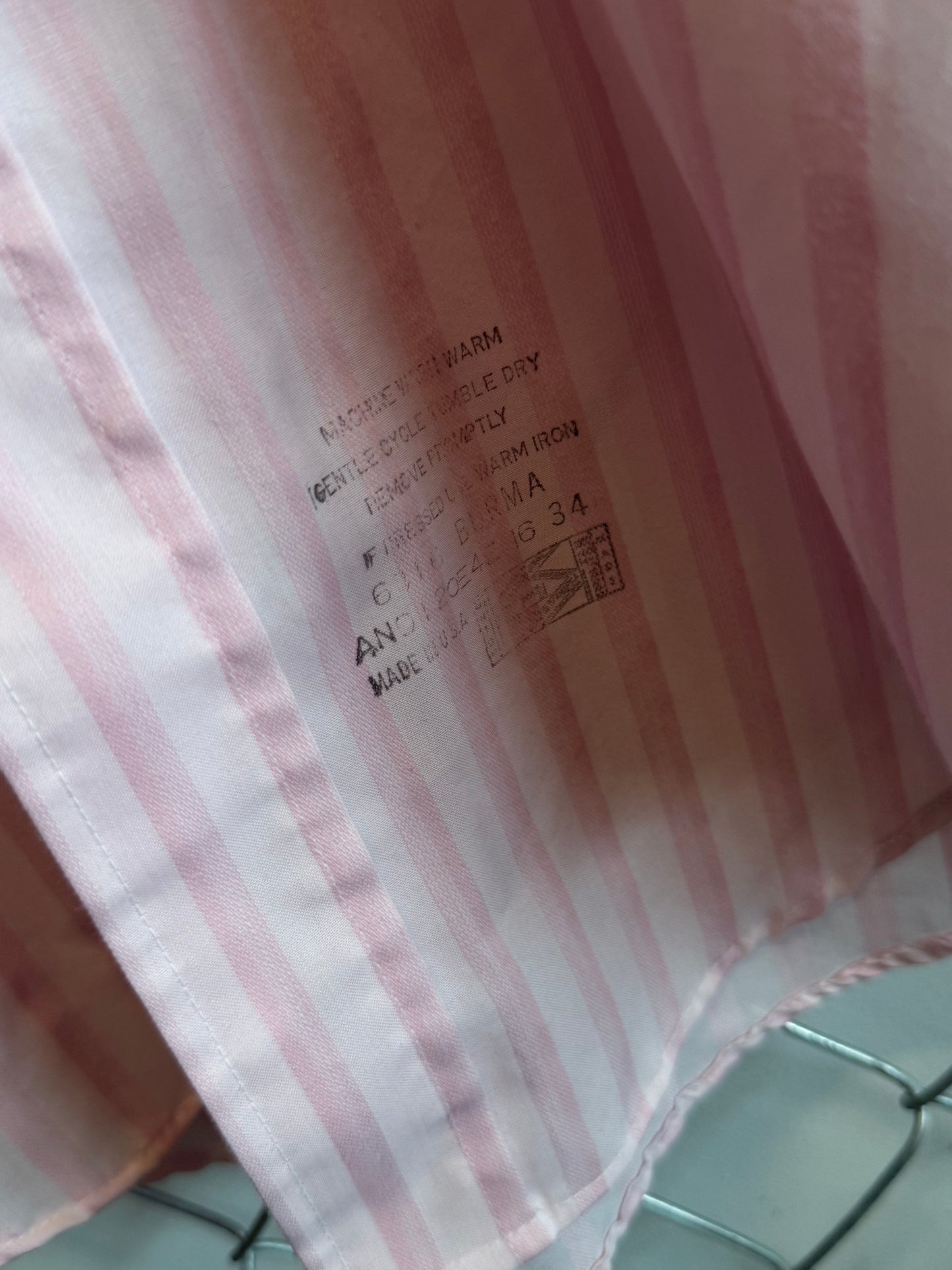 Vintage 70's Arrow Kent Collection Pink Striped Button Up Shirt Size Large