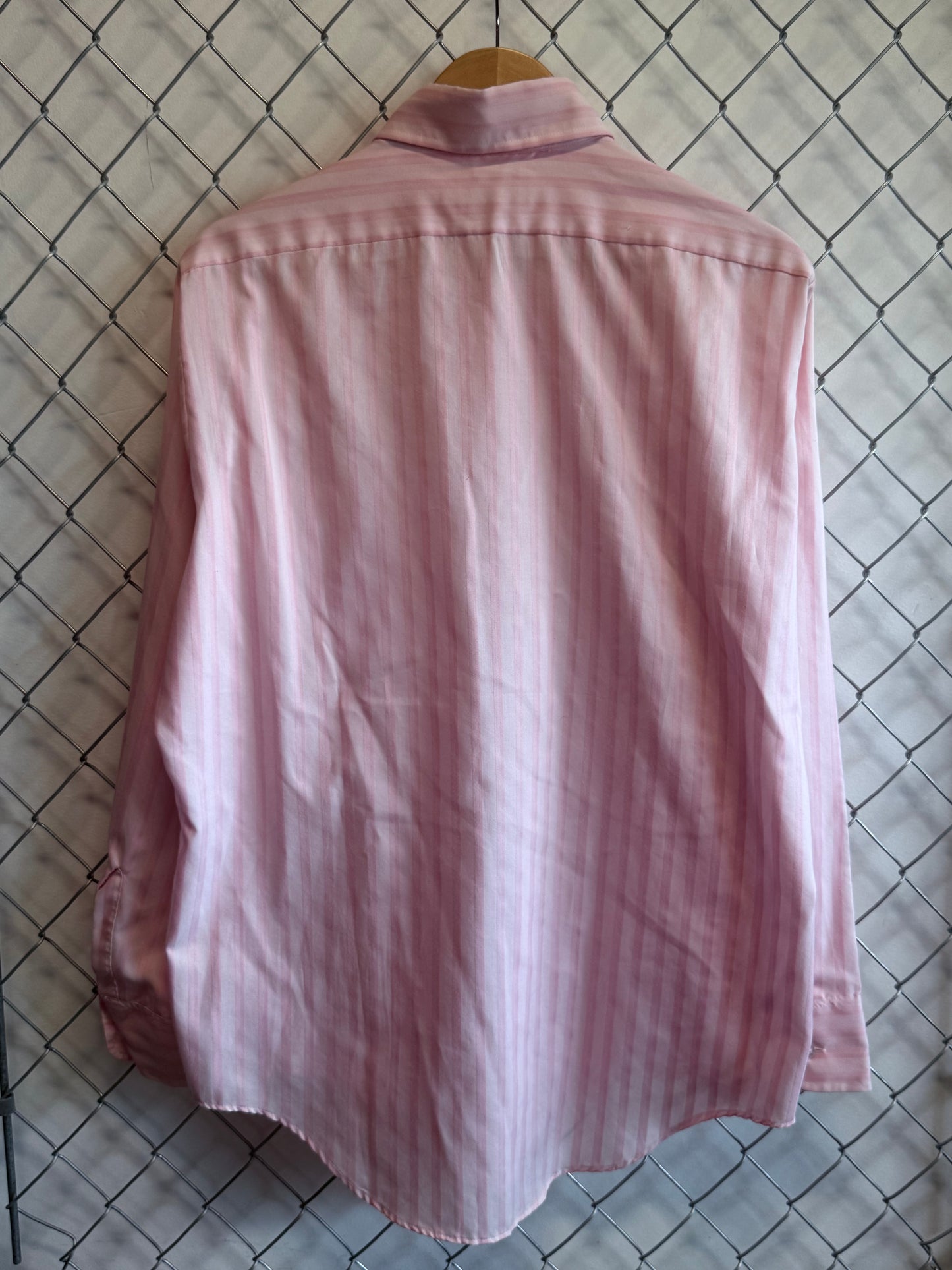 Vintage 70's Arrow Kent Collection Pink Striped Button Up Shirt Size Large