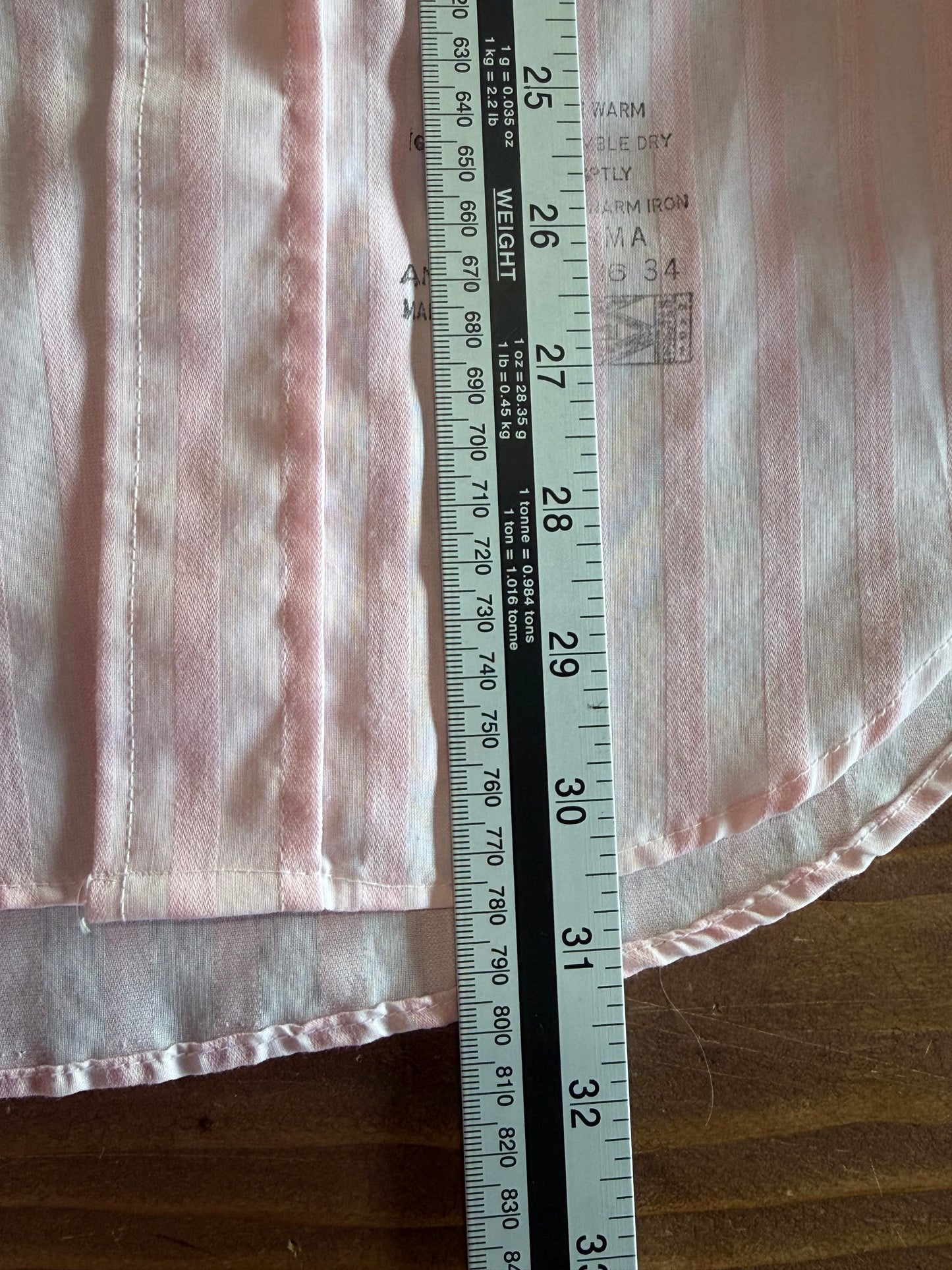 Vintage 70's Arrow Kent Collection Pink Striped Button Up Shirt Size Large