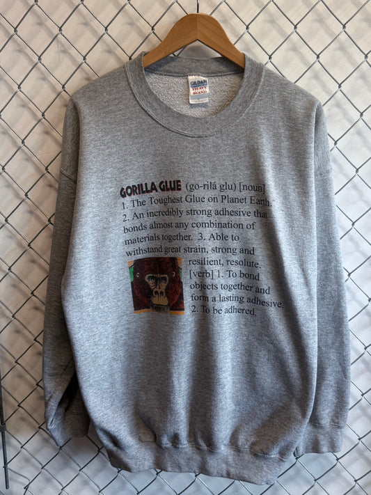Vintage 90's Gorilla Glue Definition Crewneck Sweater Size XL