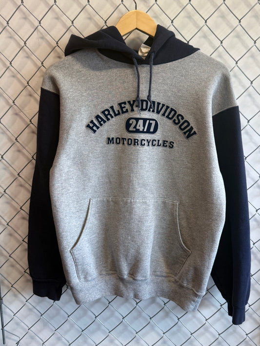 Harley Davidson 24/7 Motorcycles Grey Biker Hoodie Size Medium