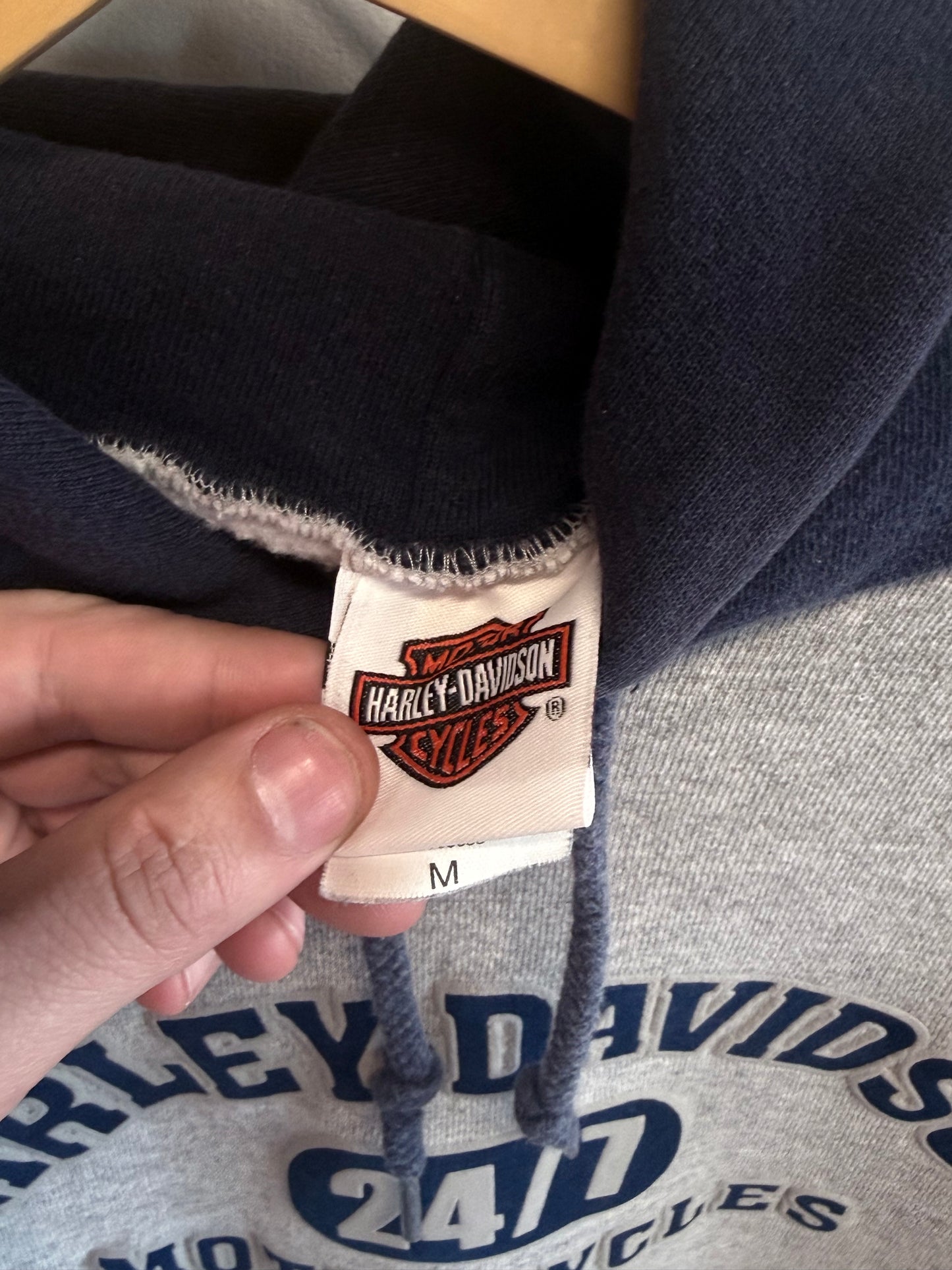 Harley Davidson 24/7 Motorcycles Grey Biker Hoodie Size Medium