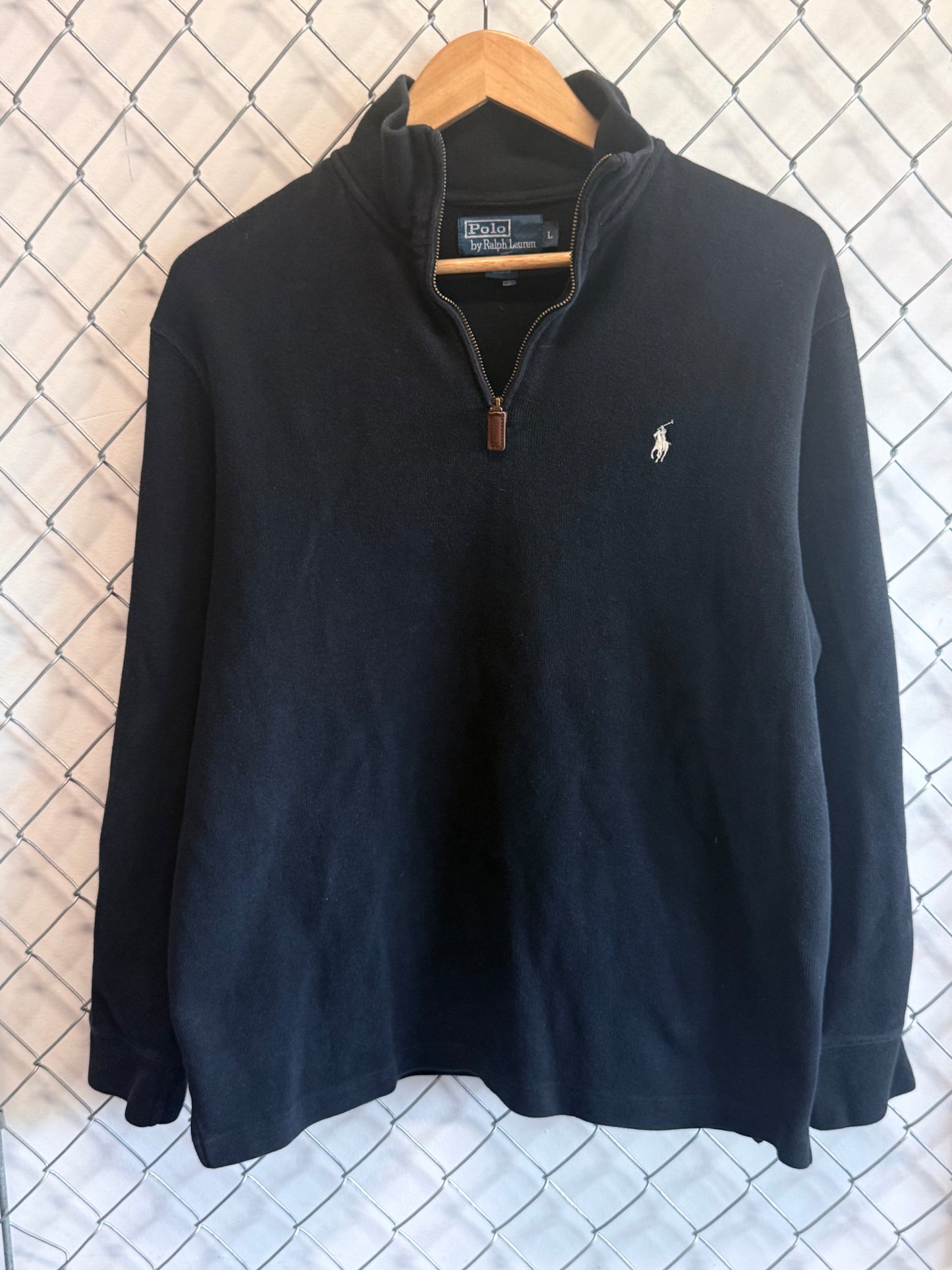 Polo Ralph Lauren Black Quarter Zip Sweater Size Large