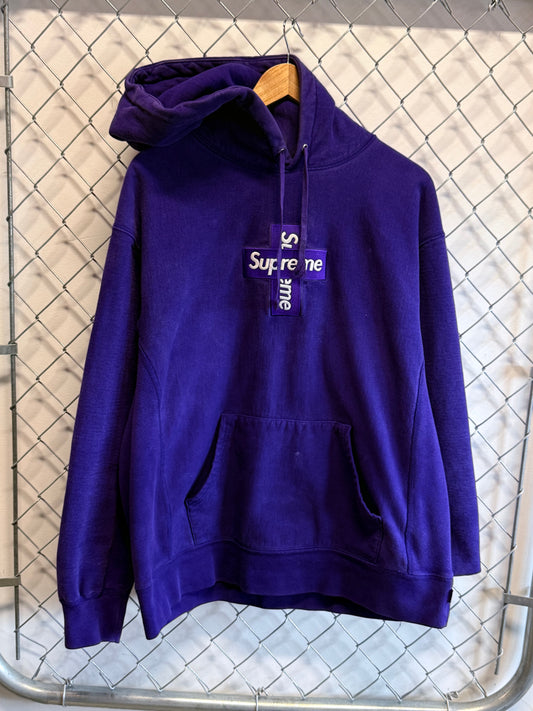 Supreme FW20 Purple Cross Box Logo Hoodie Size Large