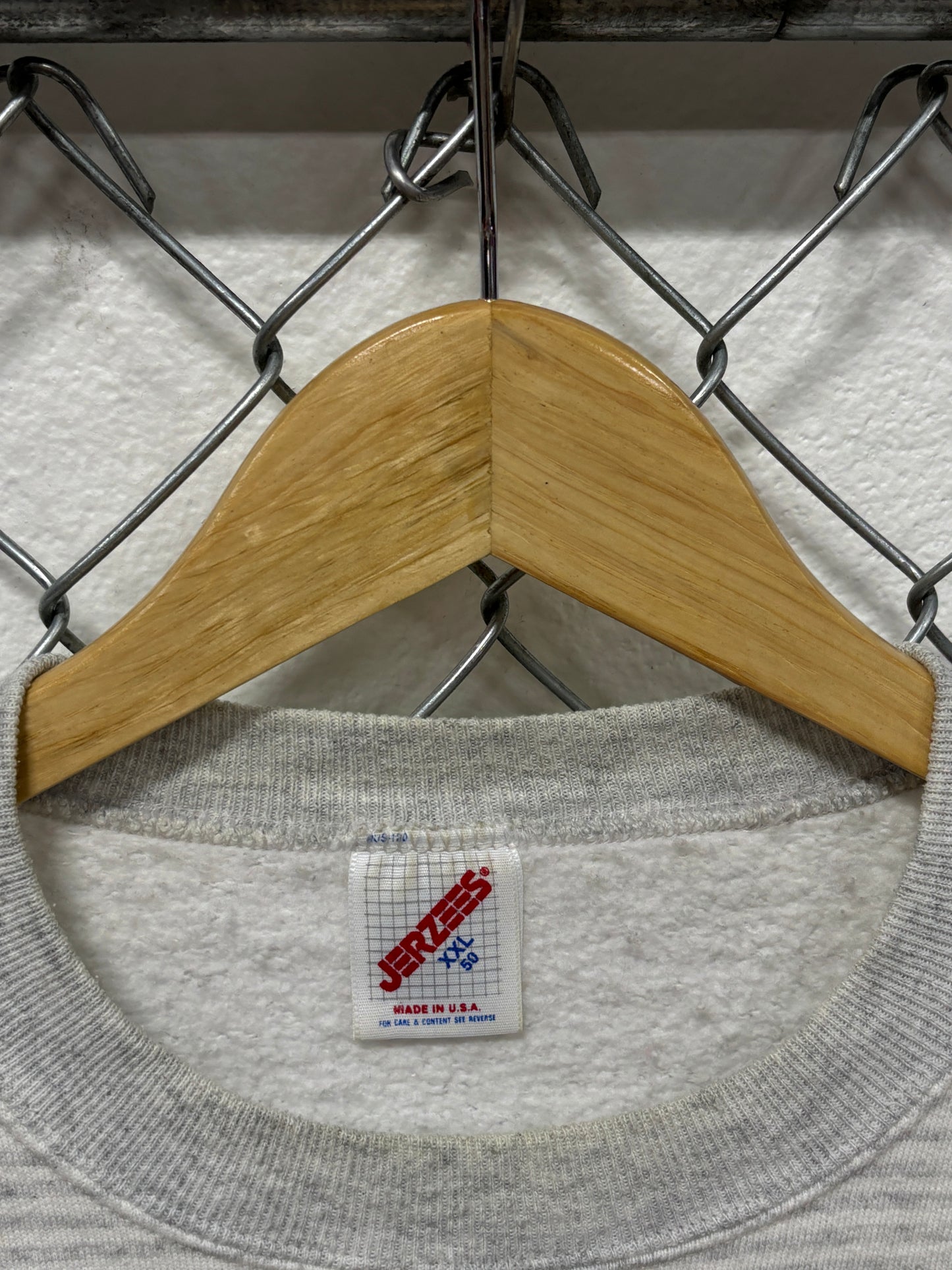 Vintage 90's Jerzees Grey Striped Blank Crewneck Sweater Size XXL