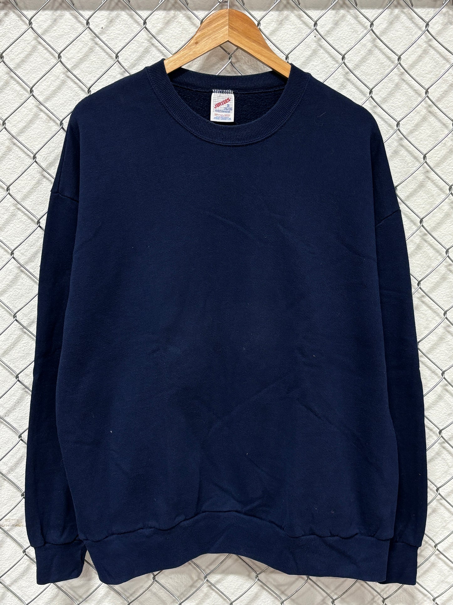 Vintage 90's Jerzees Navy Blue Blank Crewneck Sweater Size XXL
