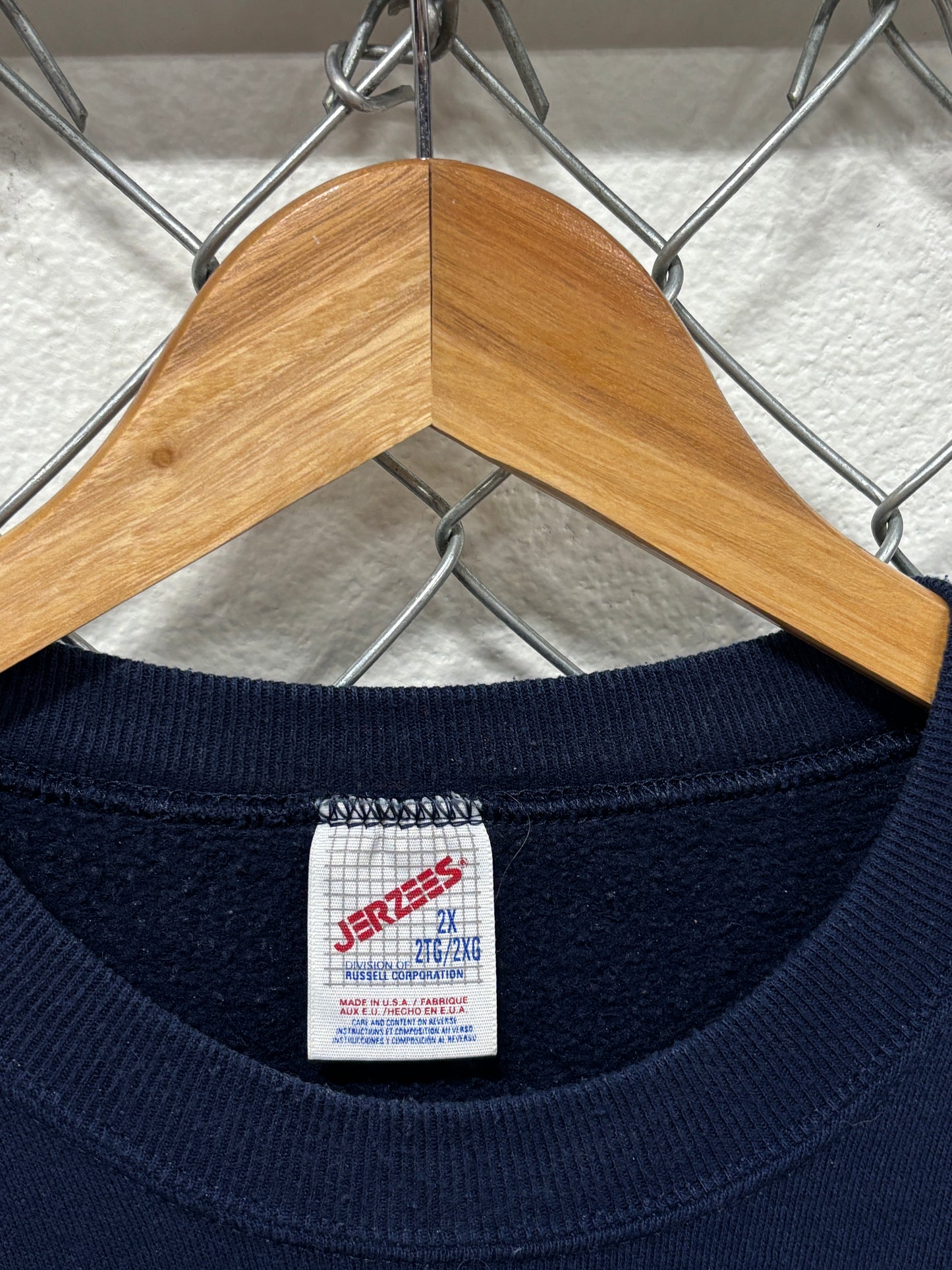 Vintage 90's Jerzees Navy Blue Blank Crewneck Sweater Size XXL