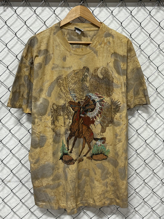Vintage 90's Native American Nature Graphic Tee Size Large