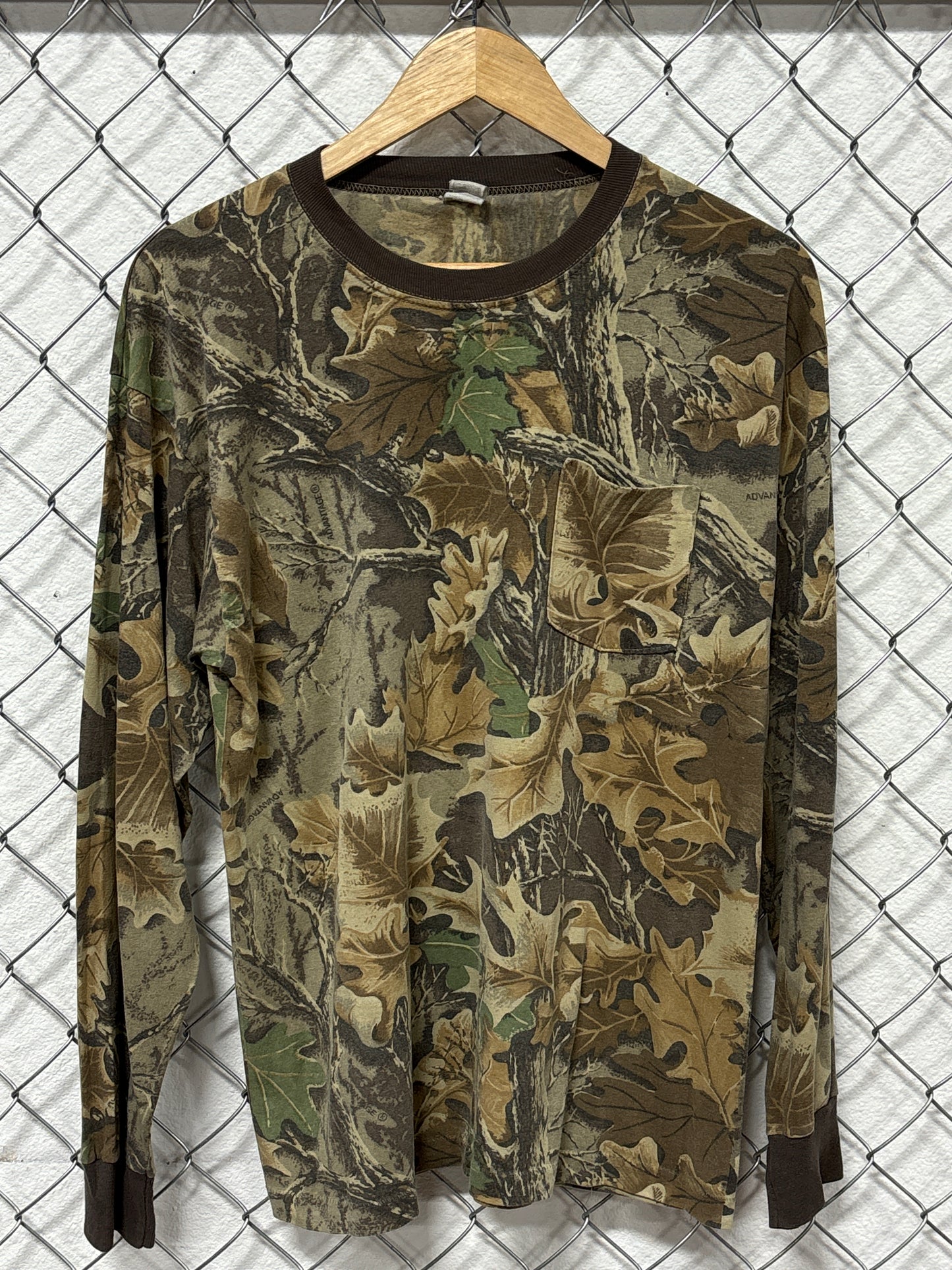 Vintage Woodland Camo Long Sleeve Shirt Size Large