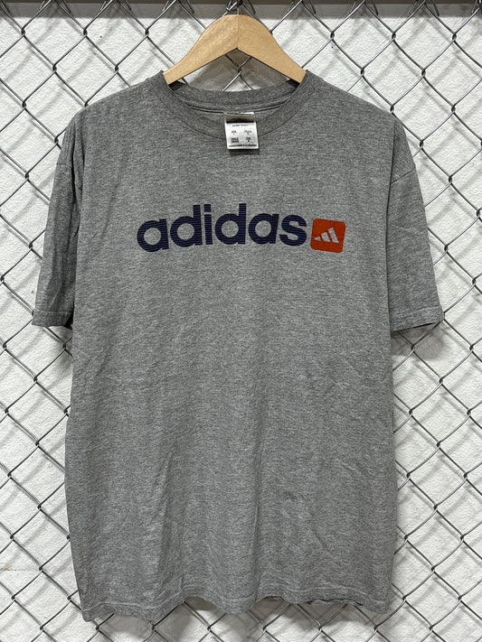 Vintage Y2K Adidas Classic Spellout Grey Tee Size Large