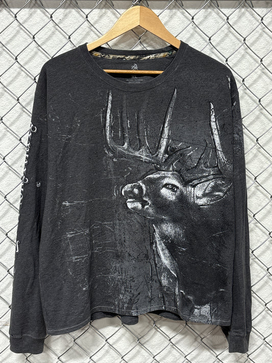 Vintage Y2K Elk Big Print Long Sleeve Shirt Size XL