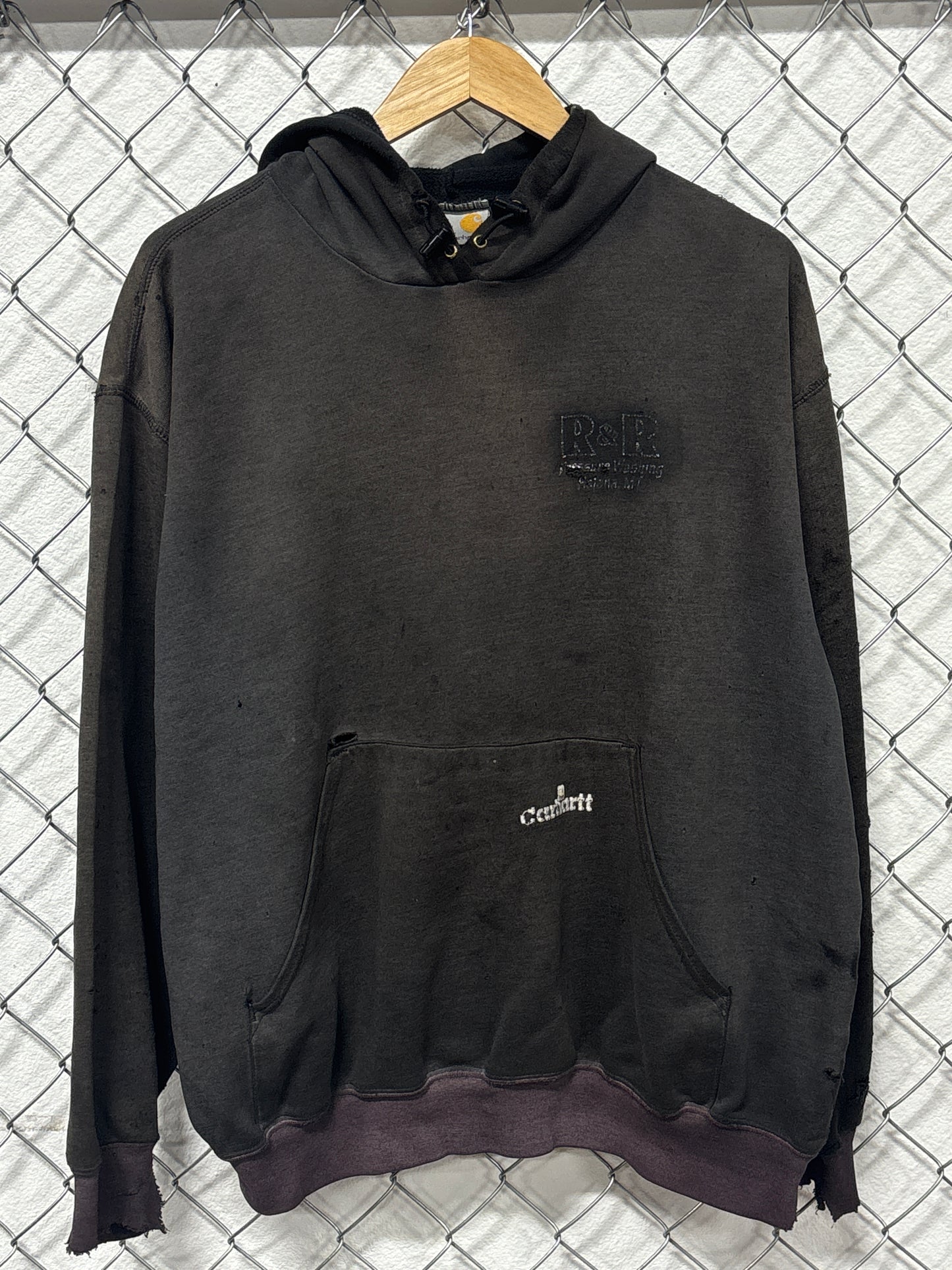 Vintage Carhartt Faded Black Distressed Hoodie Size XL