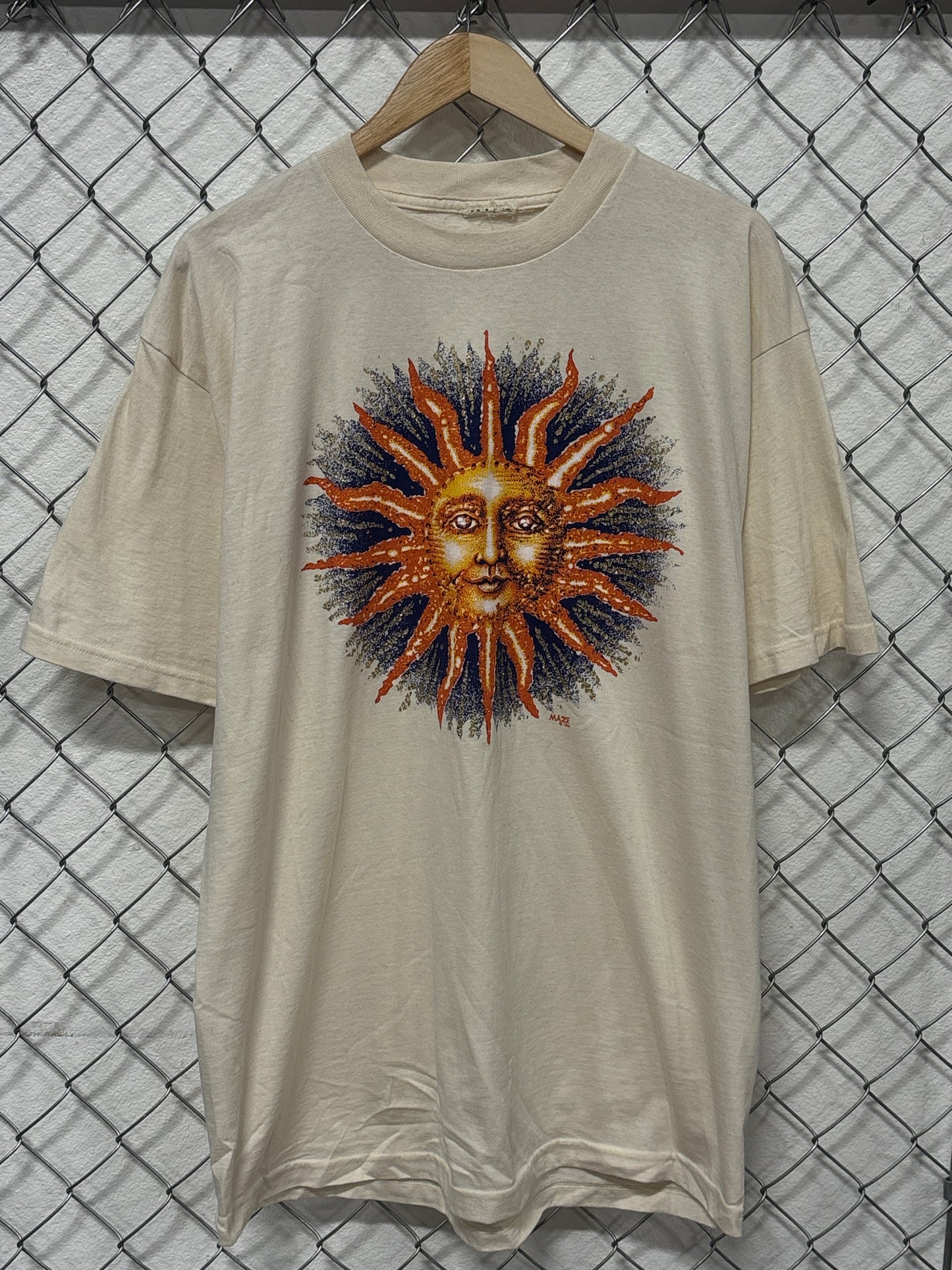 Vintage Y2K Sun Art Graphic Tee Size XXL