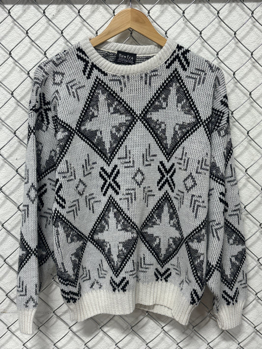 Vintage 90's New Era Geometric Knit Sweater Size Large