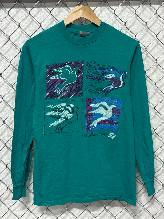 Vintage 90's The Women's Center Doves Art Graphic Tee Size Medium