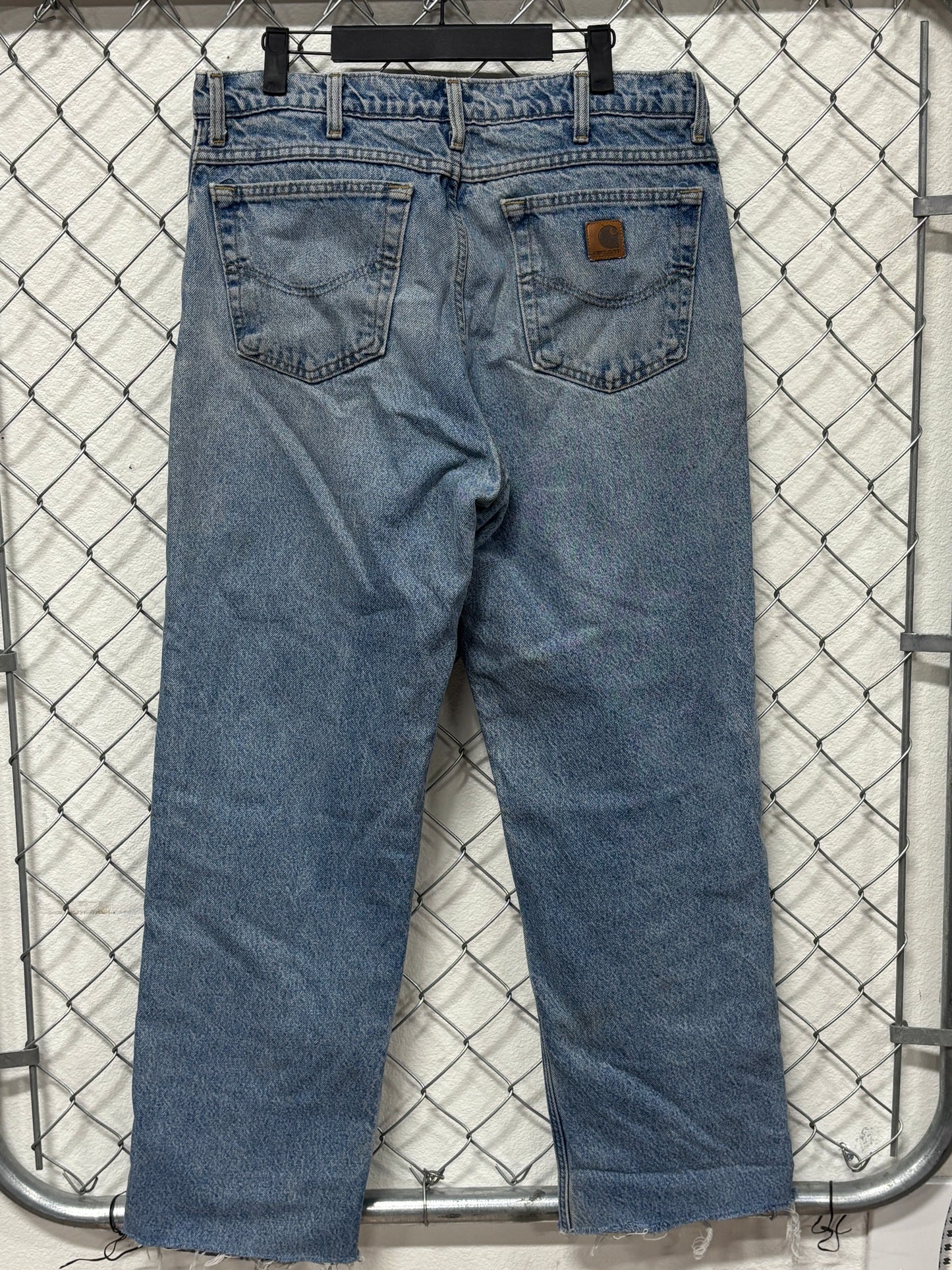 Vintage Carhartt Flannel Lined Denim Carpenter Jeans Size 34x31