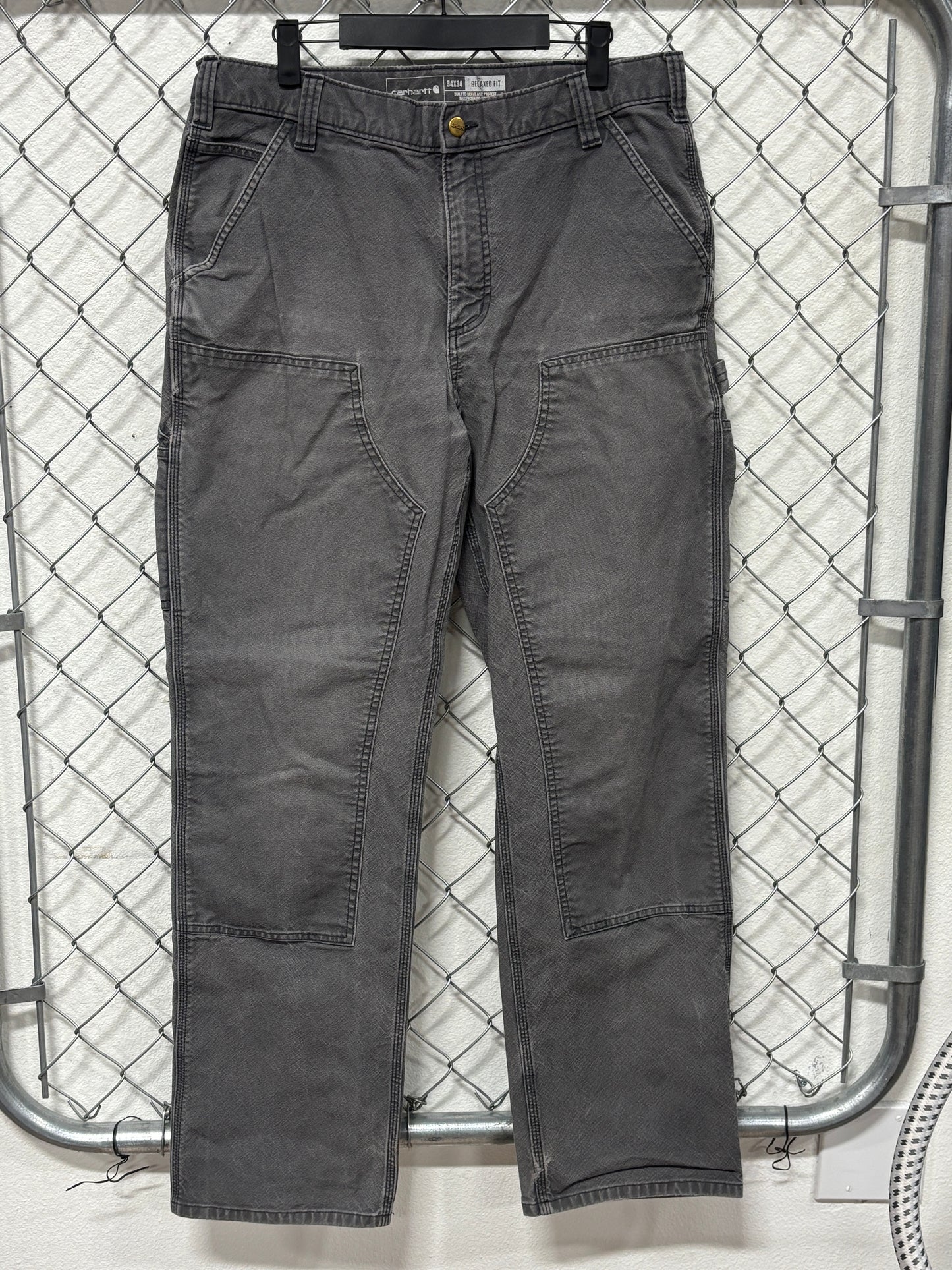 Carhartt Faded Grey Double Knee Carpenter Pants Size 34x34