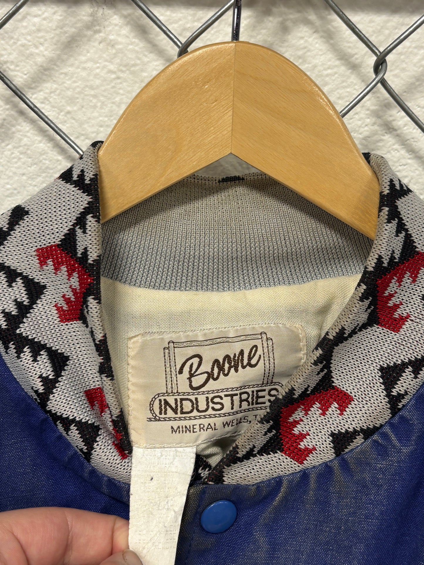 Vintage 1988 CNFR Aztec Stripe Rodeo Faded Blue Jacket Size Large