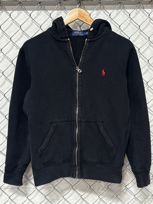 Polo Ralph Lauren Black Zip Up Classic Logo Hoodie Size Medium