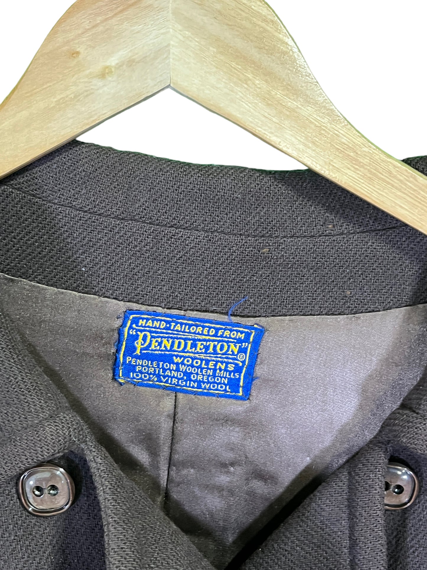 Vintage Pendleton Brown Double Breasted Wool Overcoat Size Large