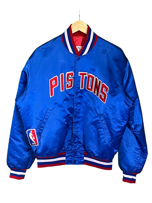 Vintage 80's Starter Detroit Pistons Satin Bomber Jacket Size Large